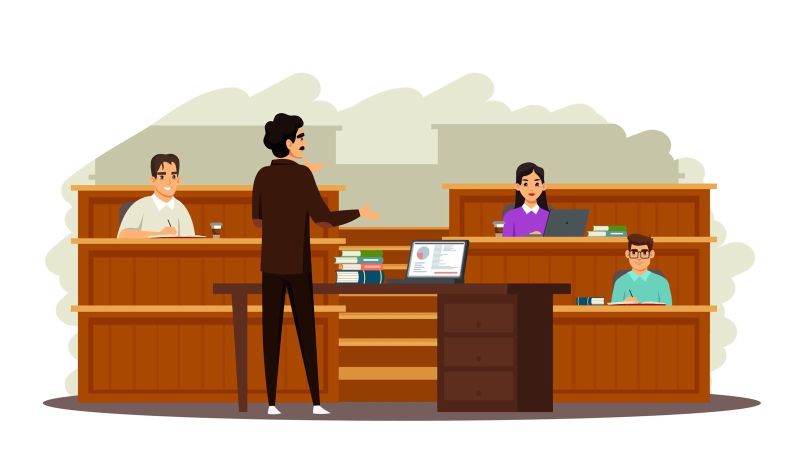 LSAT accommodations - drawing of a small law school classroom