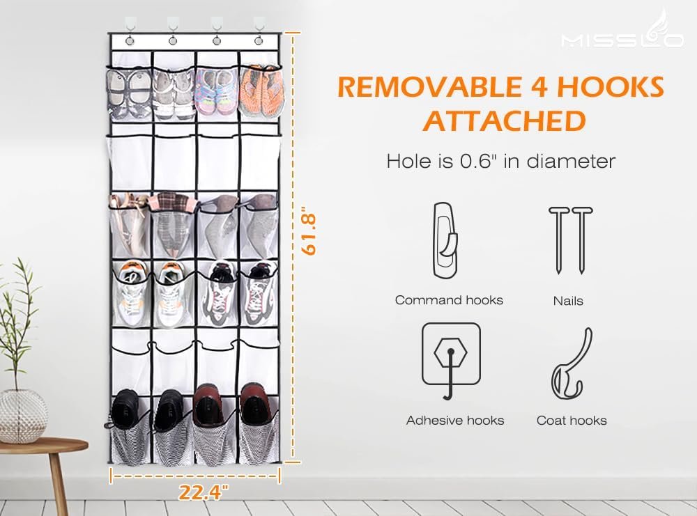 MISSLO 24 Mesh Pocket Over Door Organizer breathable for college dorms