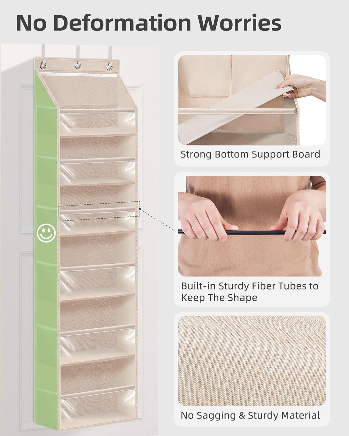 STORAGE MANIAC 5-Tier Deep Pocket Over Door Organizer for maximum dorm storage capacity