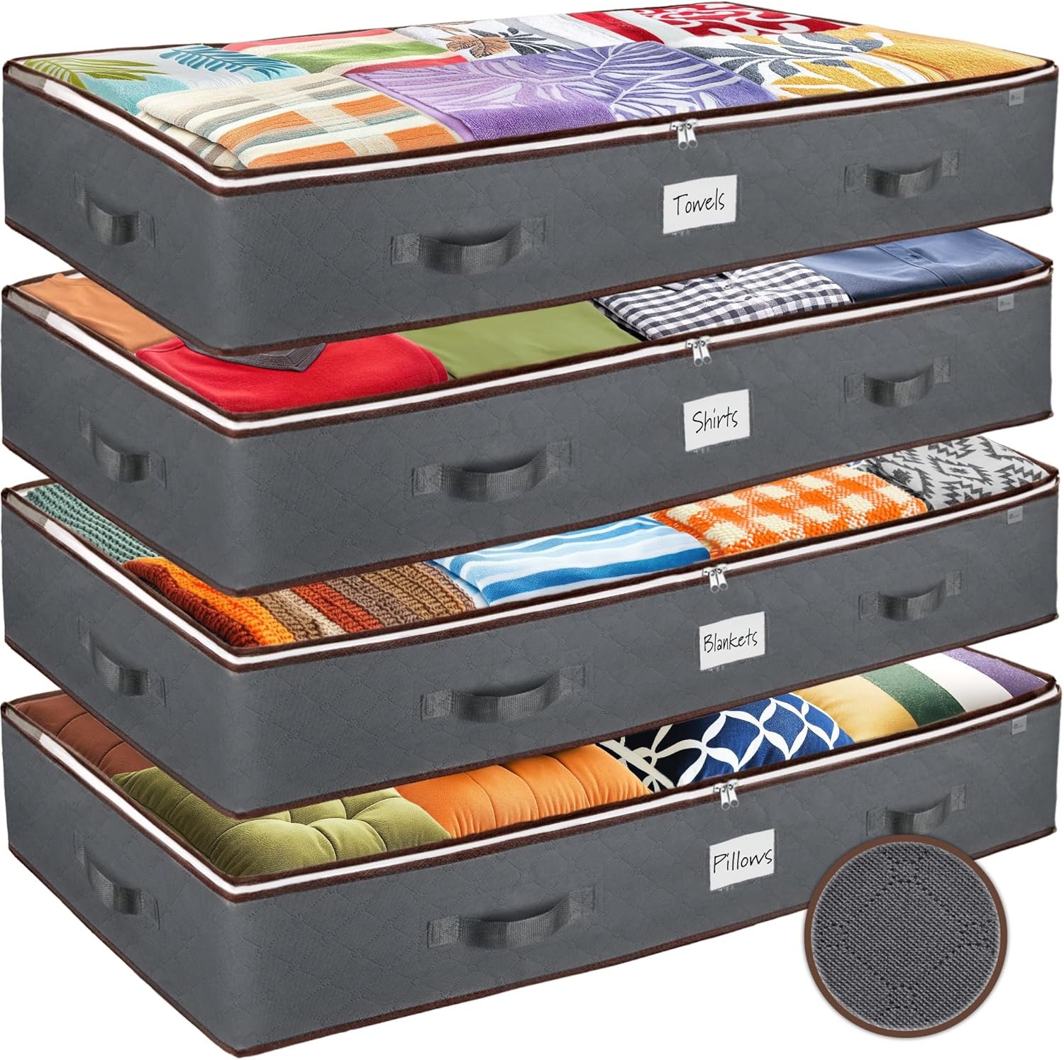 ZOBER stackable underbed storage bins 4-pack