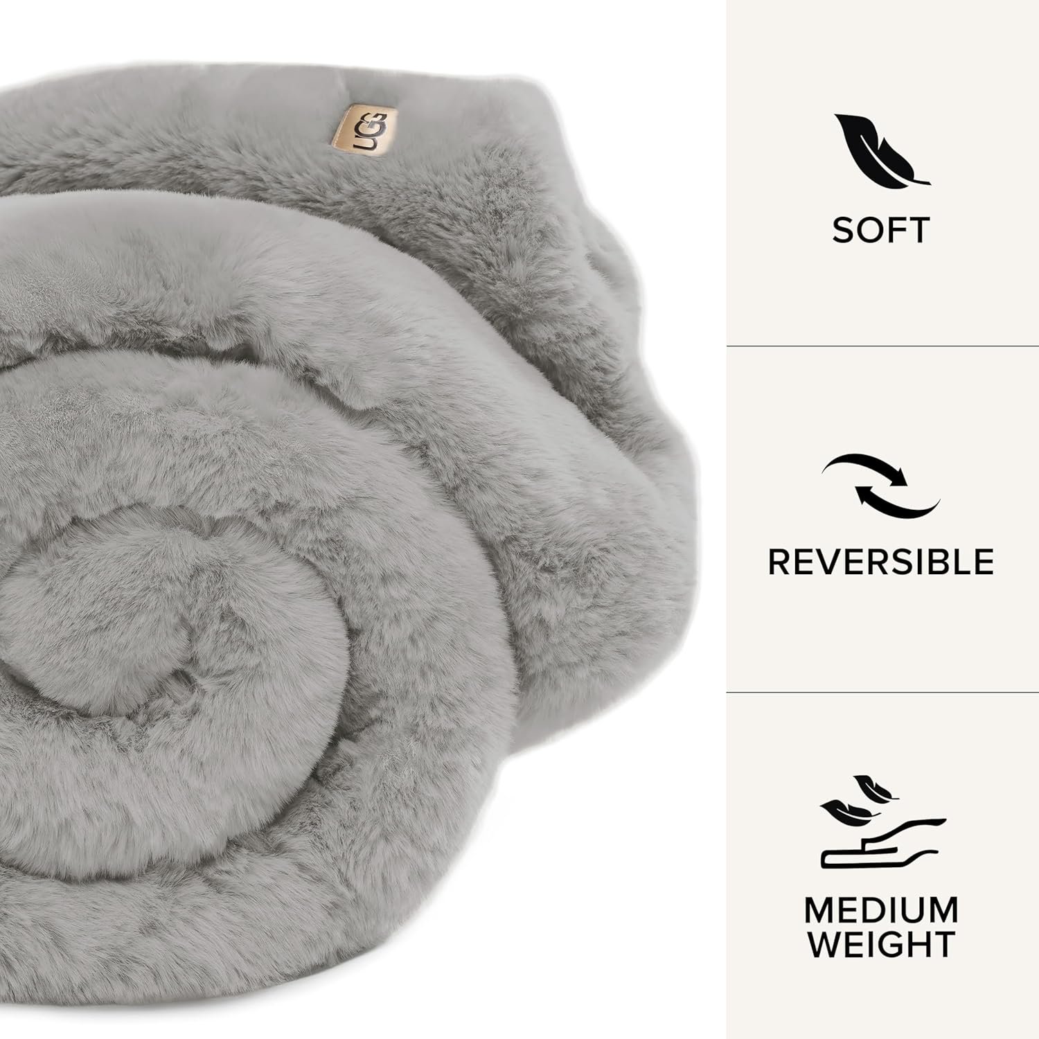 Close-up of UGG Euphoria blanket texture revealing cloud-like softness and premium faux fur quality