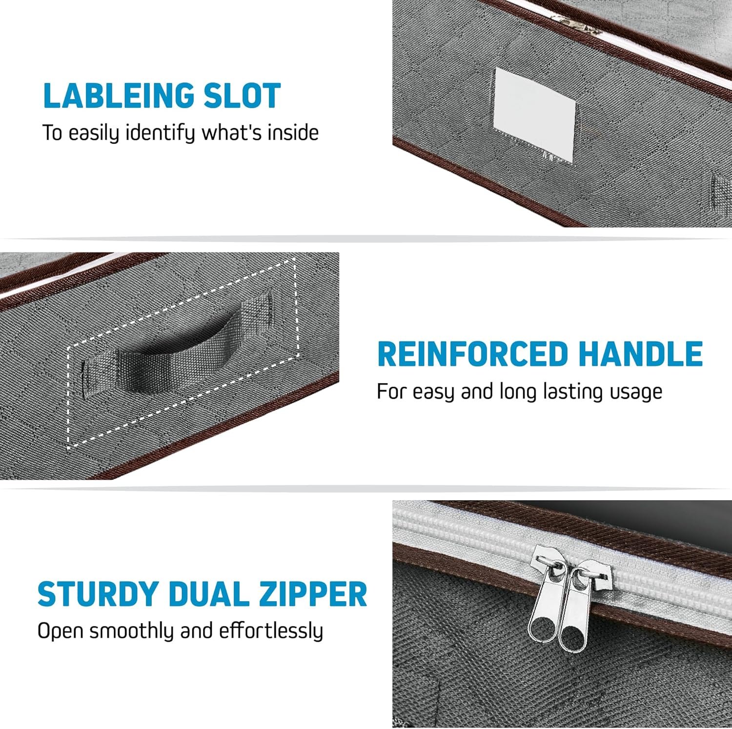 ZOBER storage bins under bed placement